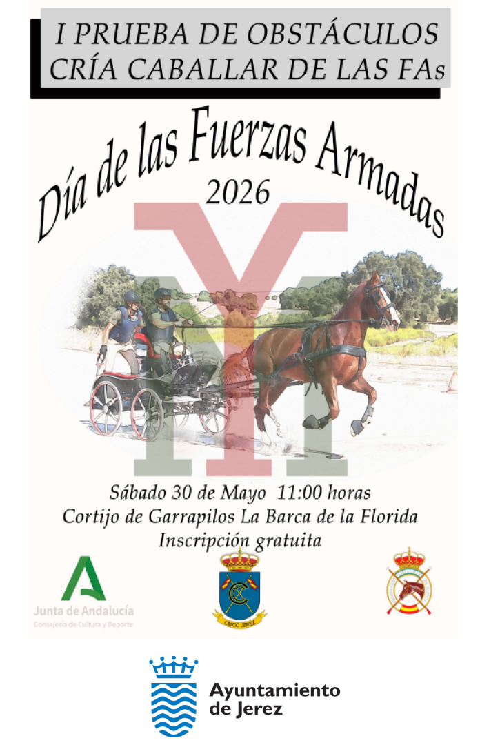 Cartel de la I Prueba de Obstáculos de Enganches Día de las Fuerzas Armadas 2026 en Garrapilos