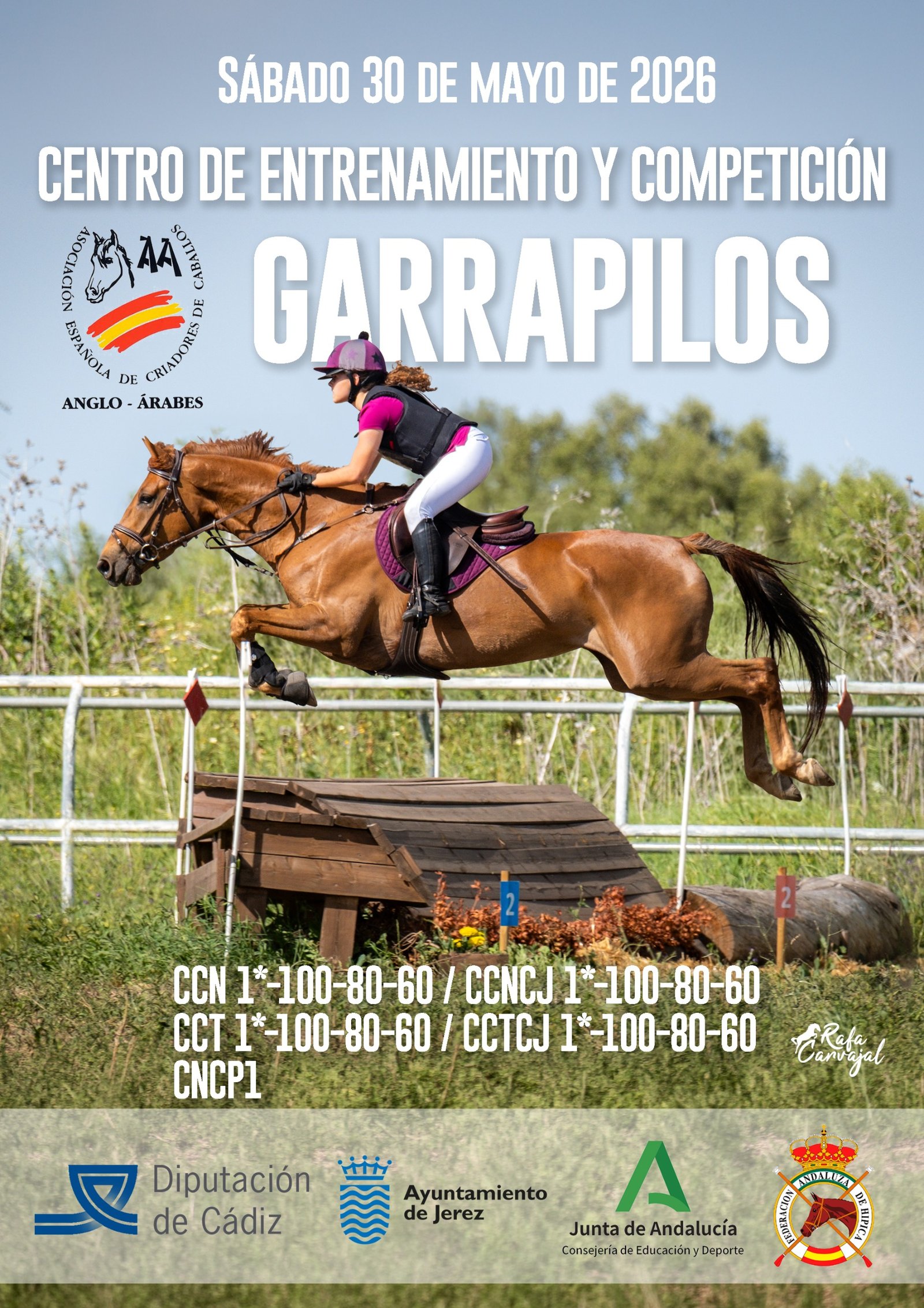 Cartel oficial de la cita de Concurso Completo de Equitación en Garrapilos, sábado 30 de mayo de 2026