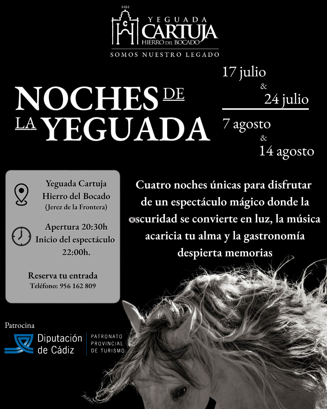 Cartel oficial Noches de la Yeguada 2026 — Yeguada Cartuja Hierro del Bocado, Jerez de la Frontera