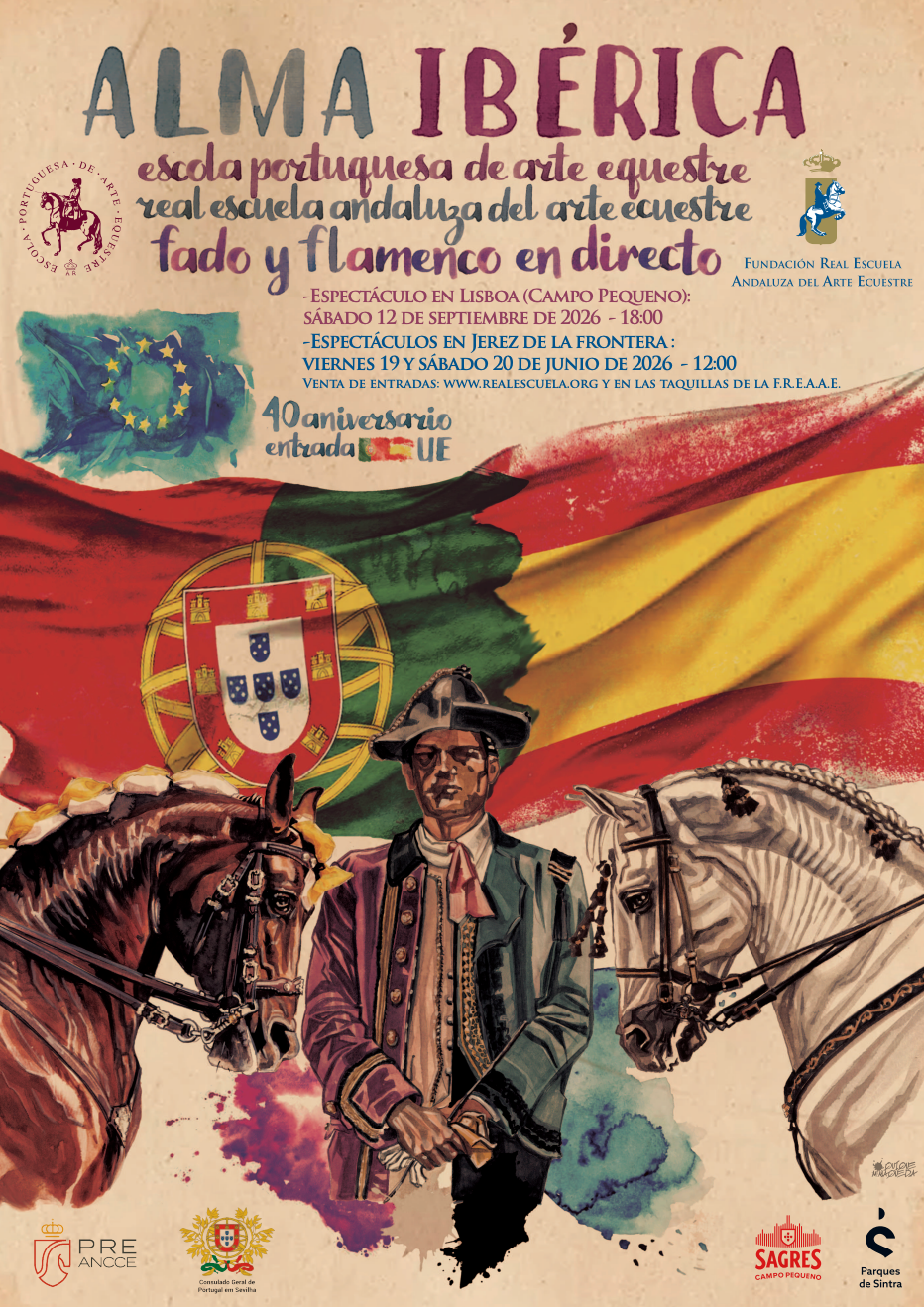 Cartel Alma Ibérica — Real Escuela Andaluza del Arte Ecuestre y Escola Portuguesa